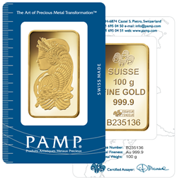 Pamp Fortuna 100g gold bar available from BullionVault